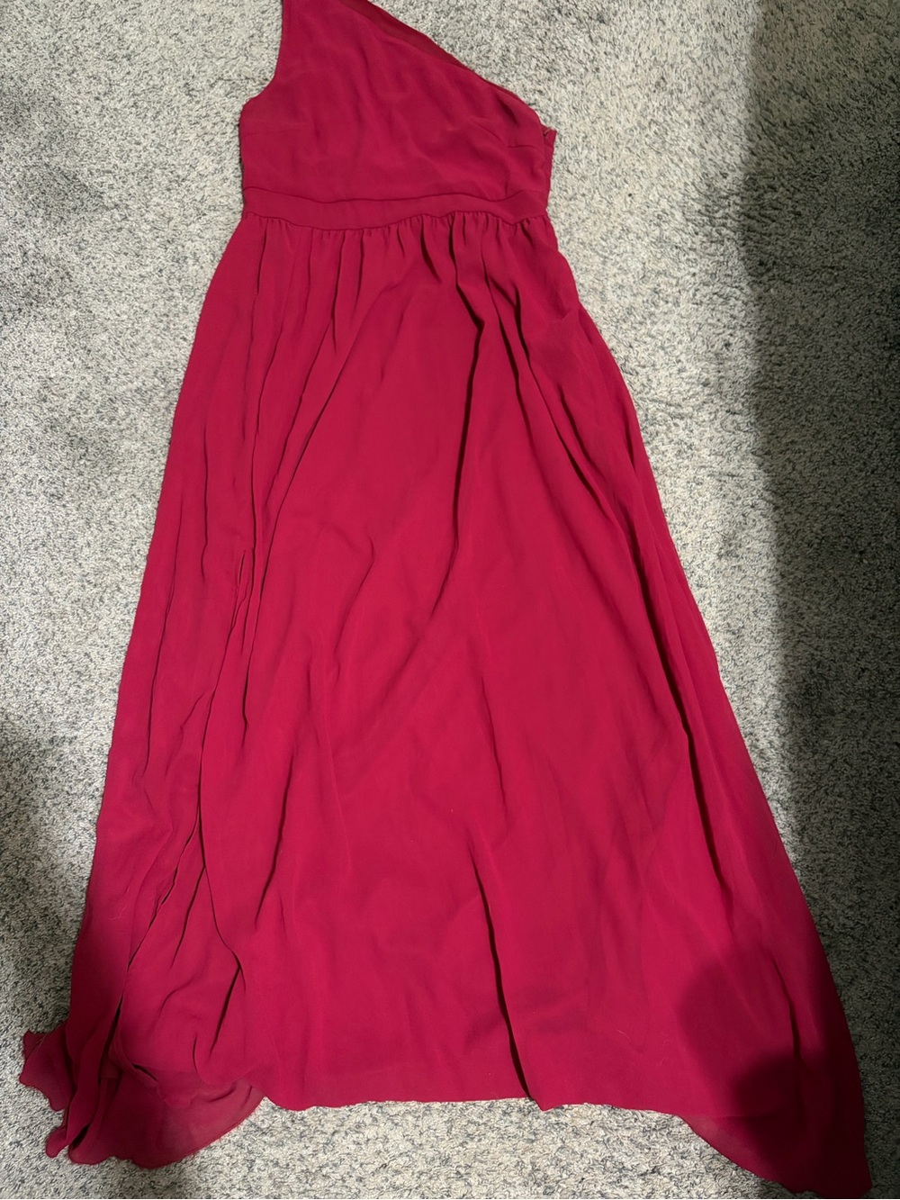 One-Shoulder Marron Maxi Dress with side slit